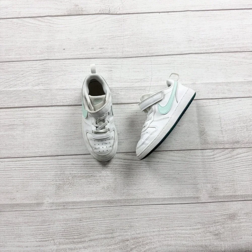 Nike Court Borough Low Recraft Toddler Sneakers White Jade Ice Velcro Shoes 10 C - Picture 1 of 9